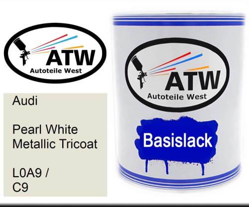 Audi, Pearl White Metallic Tricoat, L0A9 / C9: 1L Lackdose, von ATW Autoteile West.